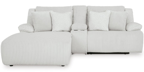 CORSICA Alloy Corduroy 96" x 73" 3 Piece Reclining Sectional with 2 Recliners