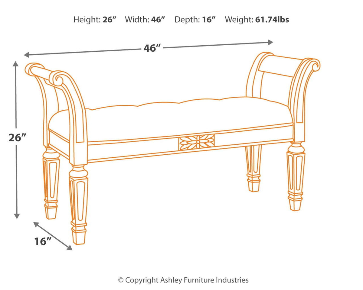 Realyn - Accent Bench - Antique White