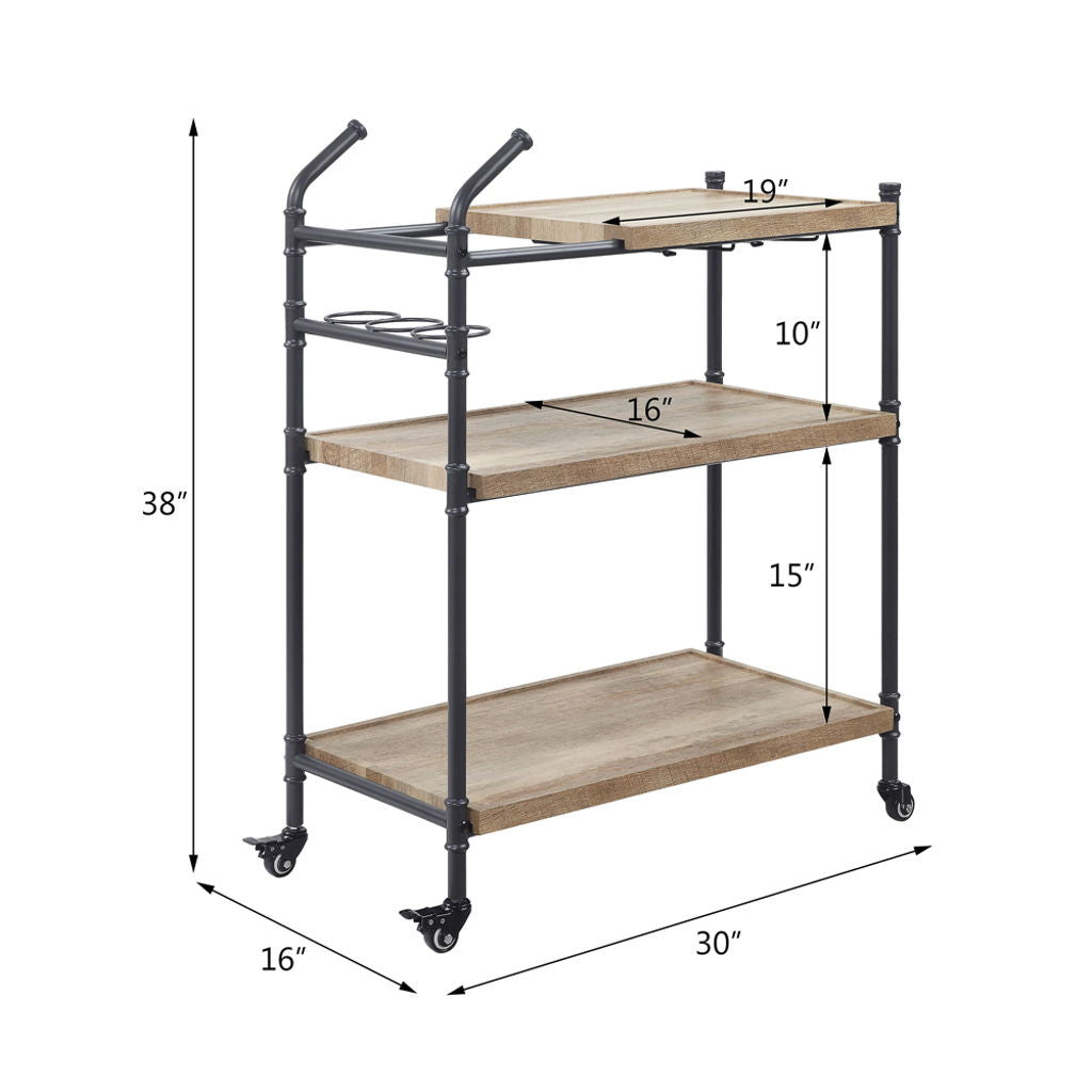 Brantley - Serving Cart - Oak & Sandy Black