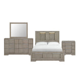Kelis - 4 Piece Bedroom Set With Queen Panel Bed And LED - Gray