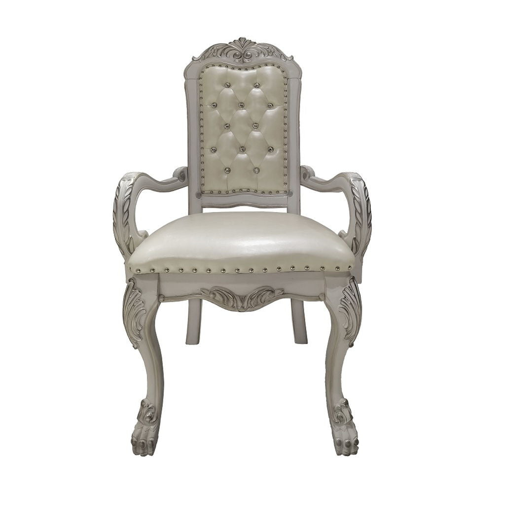 Dresden - Synthetic Leather Arm Chair (Set of 2) - Bone White