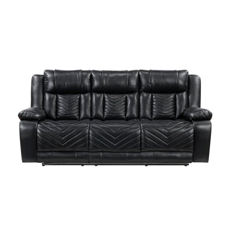 Huron - Power Double Reclining Sofa With Center Drop-Down Cup Holders, Wireless Charger, Magazine Bag, LED And Charging Ports