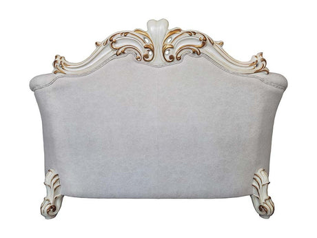Vendome II - Loveseat With 4 Pillows - Two Tone Ivory Fabric & Antique Pearl