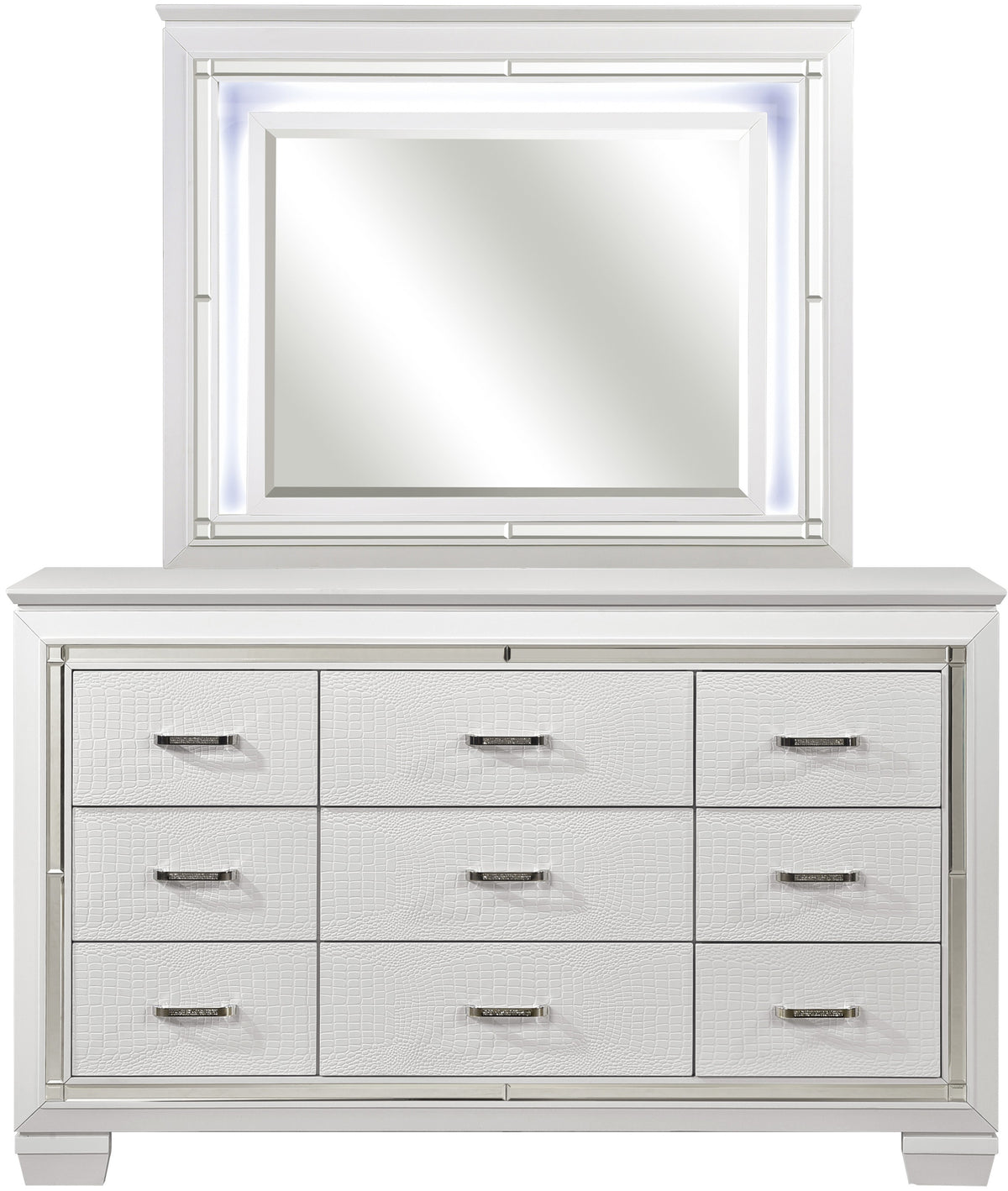 ANNIE White 64" x 77" Lighted Dresser & Mirror
