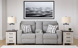 Biscoe - Power Reclining Loveseat With Console /Adj Headrest - Pewter