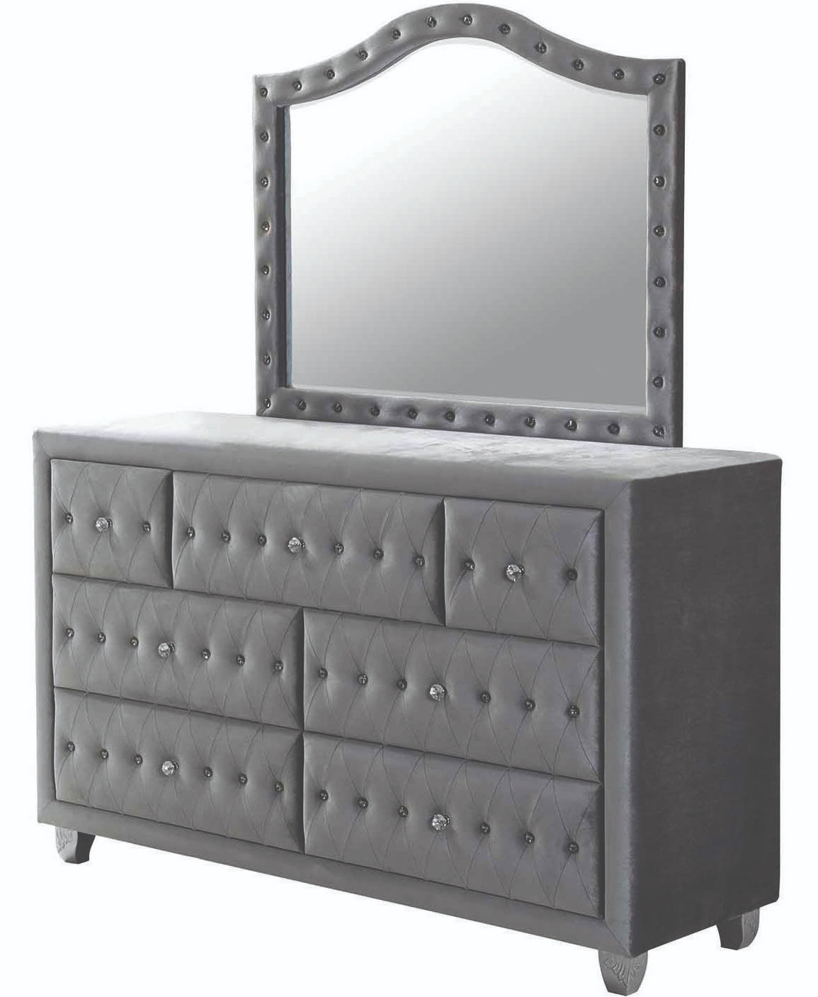 QUINTON Silver 61" Wide Dresser & Mirror with Jewelry Storage