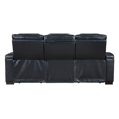 Ephron - Power Motion Sofa With Dropdown Table, Wireless Charging, Reading Light, Power Headrests & LED - Black