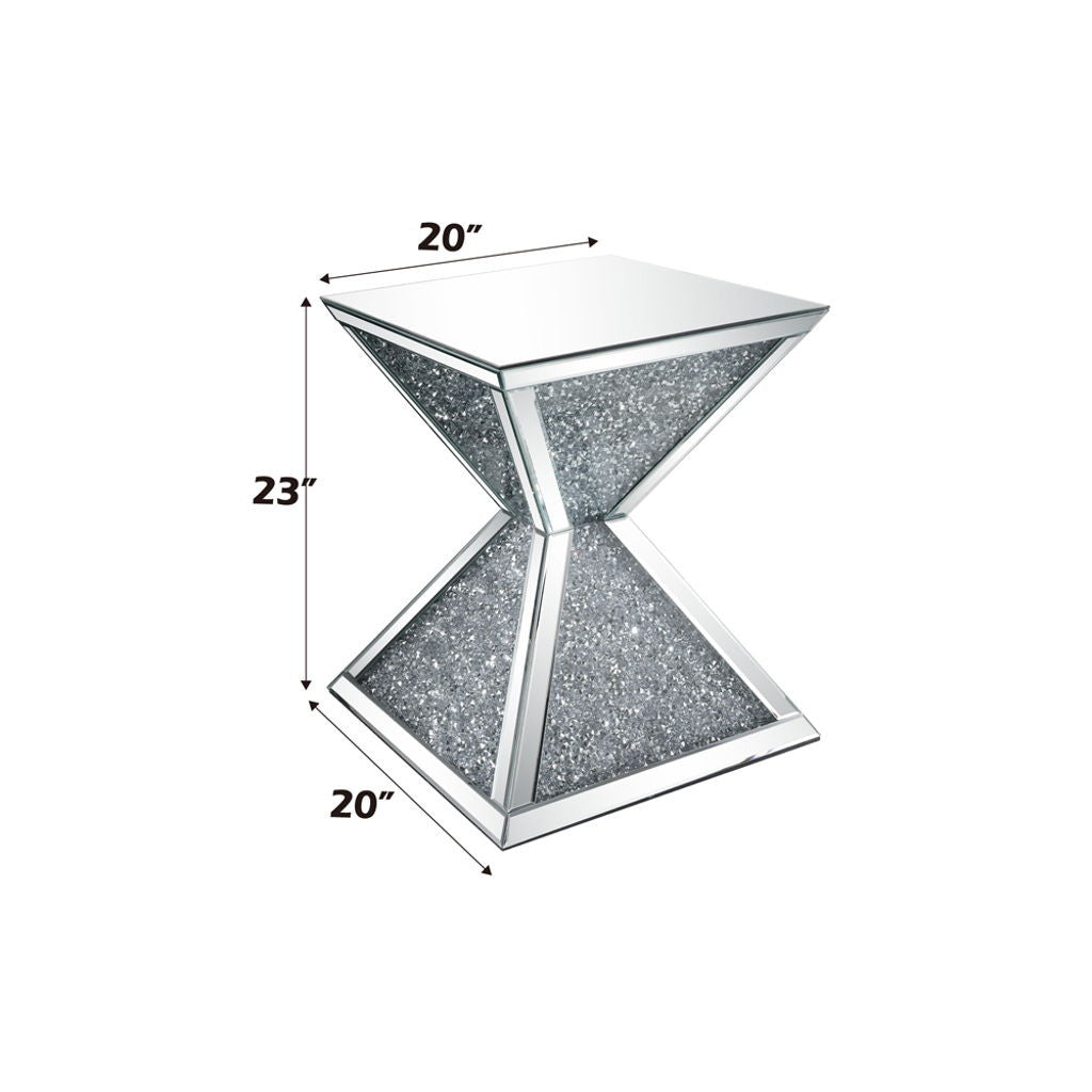 Noralie - End Table With Faux Diamonds - Mirrored