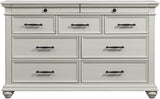 EMERSEN White 62" x 80" Height Dresser & Mirror with Jewelry Drawers