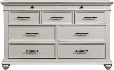 EMERSEN White 62" x 80" Height Dresser & Mirror with Jewelry Drawers