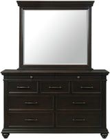 EMERSEN Antique Black 62" x 80" Height Dresser & Mirror with Jewelry Drawers