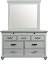 EMERSEN Gray 62" x 80" Height Dresser & Mirror with Jewelry Drawers
