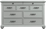 EMERSEN Gray 62" x 80" Height Dresser & Mirror with Jewelry Drawers