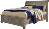 BELTON Light Gray Storage Sleigh Bed