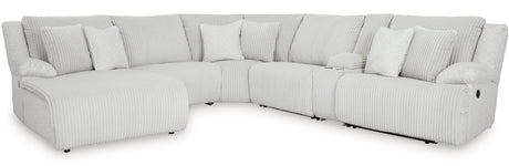 CORSICA Alloy Corduroy 144" x 130" 6 Piece Reclining Sectional with 3 Recliners