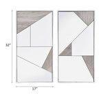 Chafik - Accent Mirror (Set of 2) - Mirrored, Natural Oak & Chrome