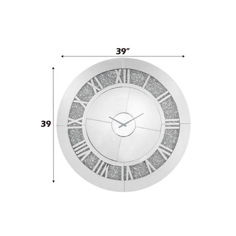 Noralie - 39" Wall Clock - Mirrored & Faux Diamonds
