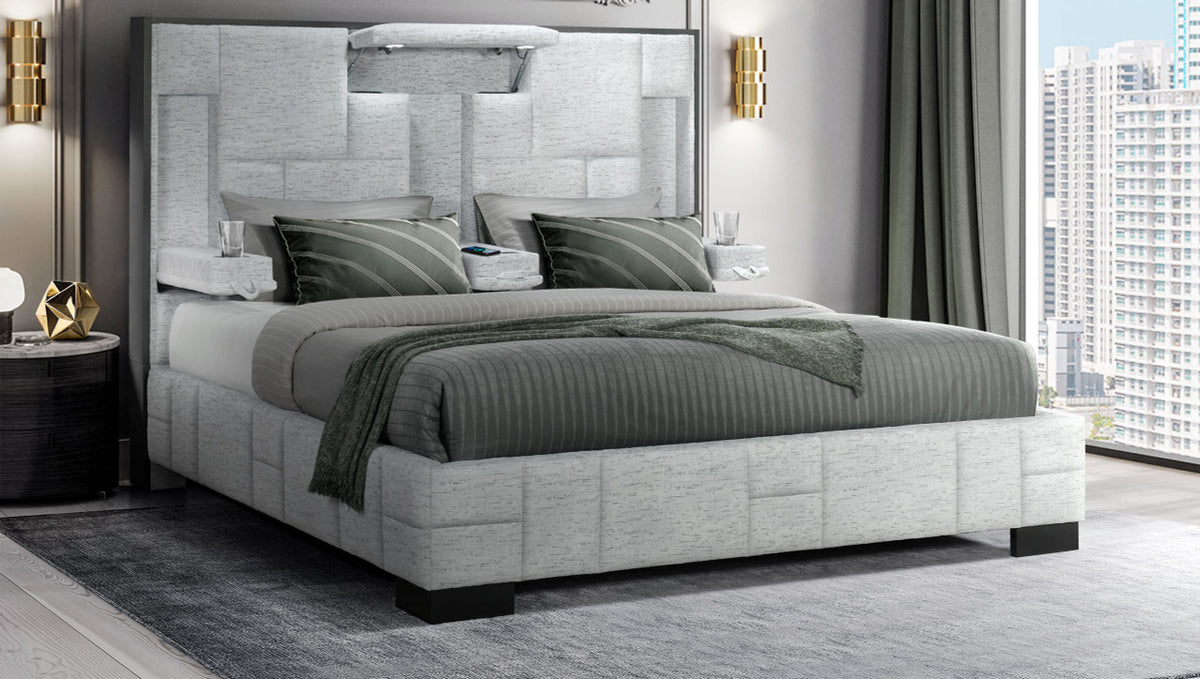 Shiloh Oatmeal Lighted Platform Bed