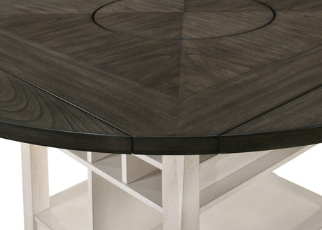 MANNA White & Gray 7 Piece Counter Height Set with Lazy-Susan