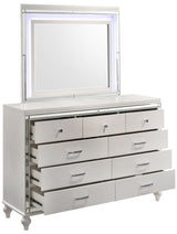 STRADA White Alligator Texture 67" Wide Dresser & Mirror