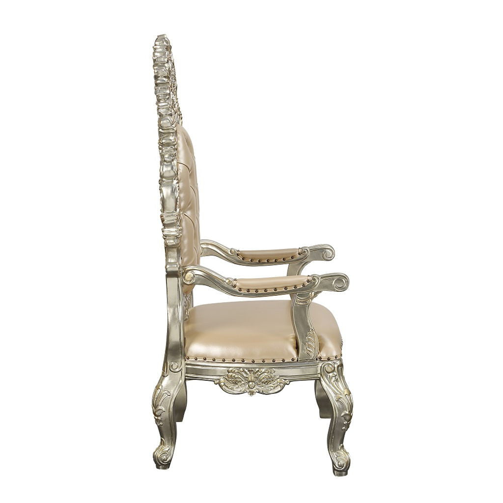 Sorina - Arm Chair (Set of 2) - Synthetic Leather & Antique Gold