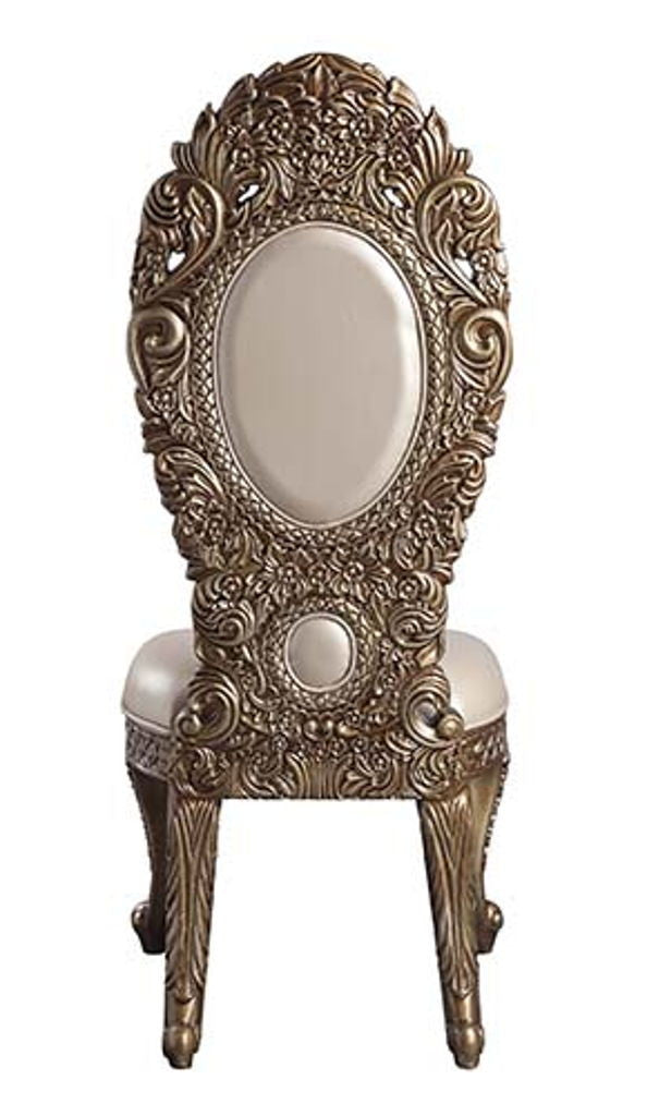 Constantine - Side Chair (Set of 2) - Synthetic Leather , Brown & Gold