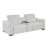McPherson - Power Double Reclining Loveseat With Center Console And Power Headrests, Charging Ports - Cloud