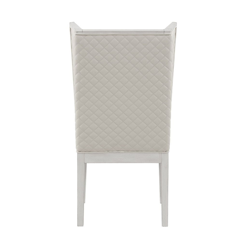 Katia - Hostess Chair (Set of 2) - Light Gray Linen & Weathered White