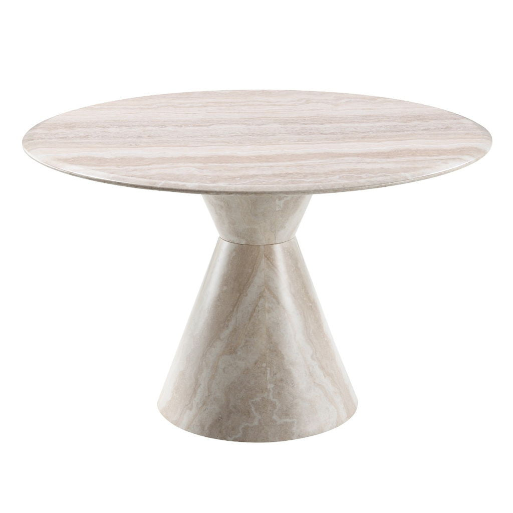 Ogin - Round Dining Table - Marble Print & Natural