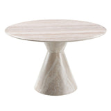 Ogin - Round Dining Table - Marble Print & Natural