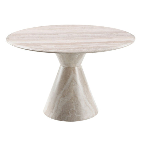 Ogin - Round Dining Table - Marble Print & Natural