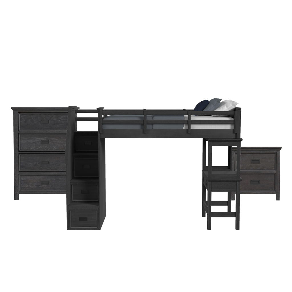 Hampton Kids - Loft With Staircase And Desk With Speaker Bedroom Set