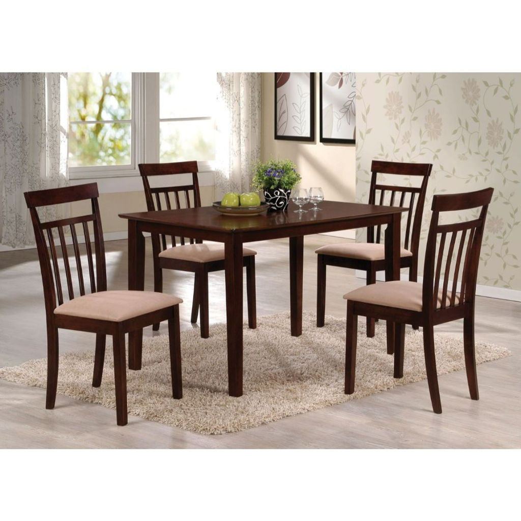Samuel - 5 Piece Dining Set - Beige Microfiber &Espresso