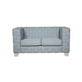 Saree - Loveseat - Light Teal Chenille & White