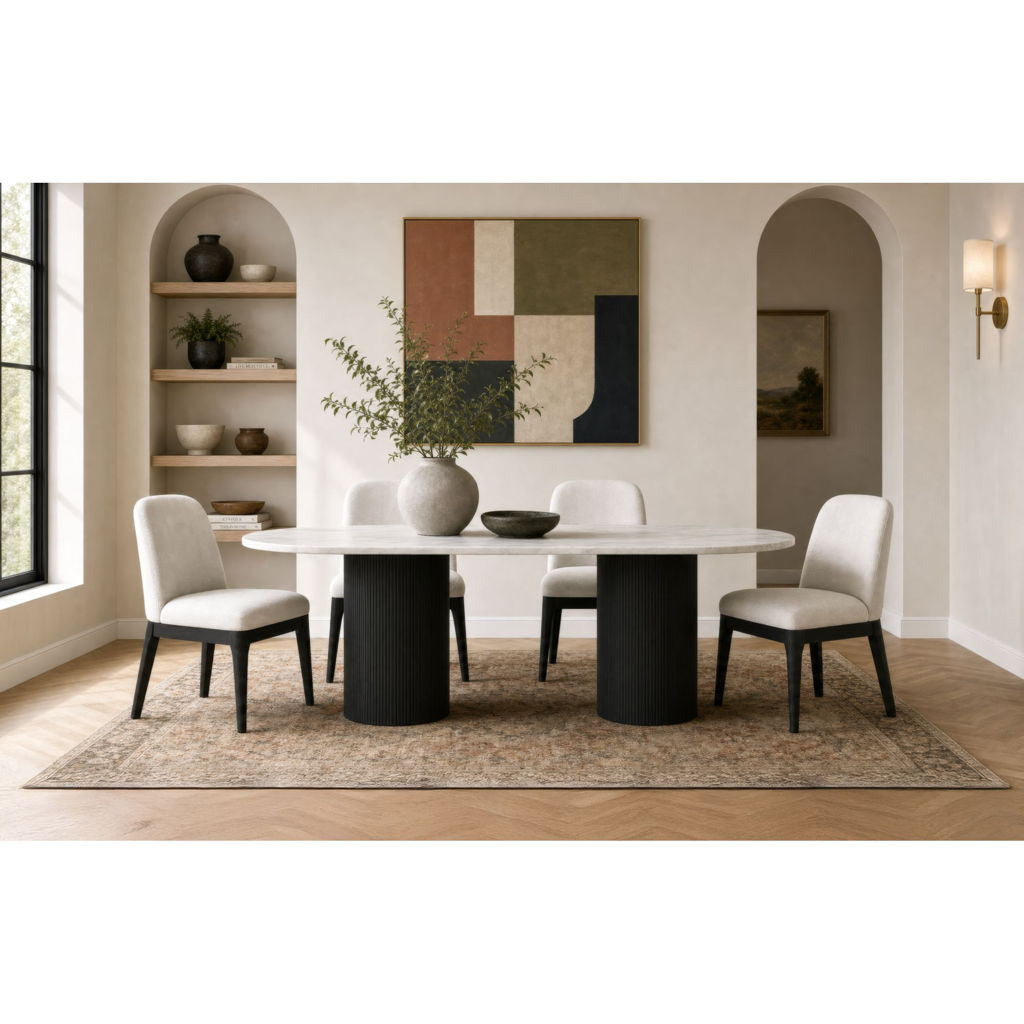 Sylvie - Oval Dining Table With Faux Marble Top