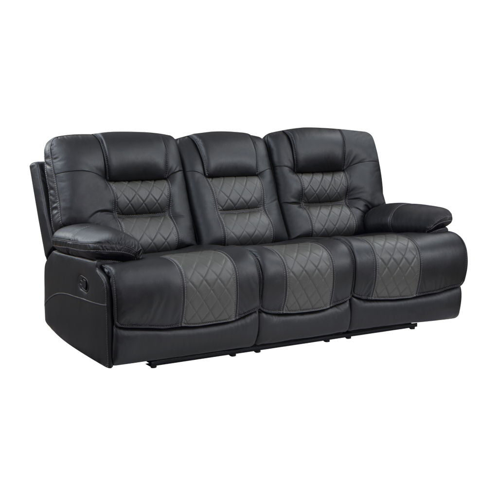 Fabian - Double Reclining Sofa With Center Drop-Down Cup Holders, Receptacles And USB Ports - 2-Tone Gray (Gray / Dark Gray)