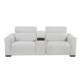 McPherson - Power Double Reclining Loveseat With Center Console And Power Headrests, Charging Ports - Cloud