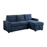 Barbara - Reversible Sectional With Hidden Storage And Pull-Out Bed - Blue
