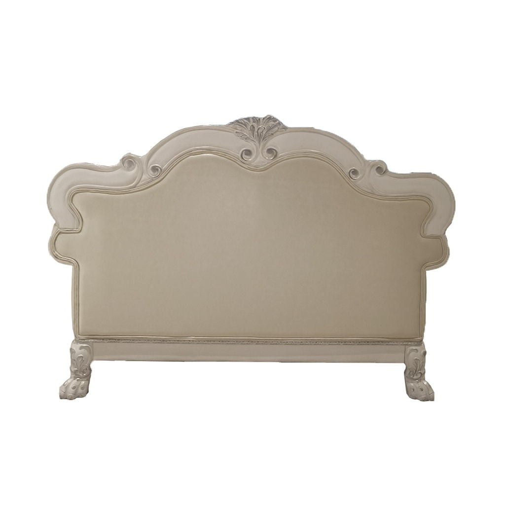 Dresden - Loveseat With 3 Pillows - Synthetic Leather & Bone White