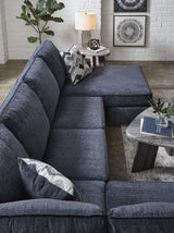 SONDRA Blue 125" Wide Double Chaise Sectional