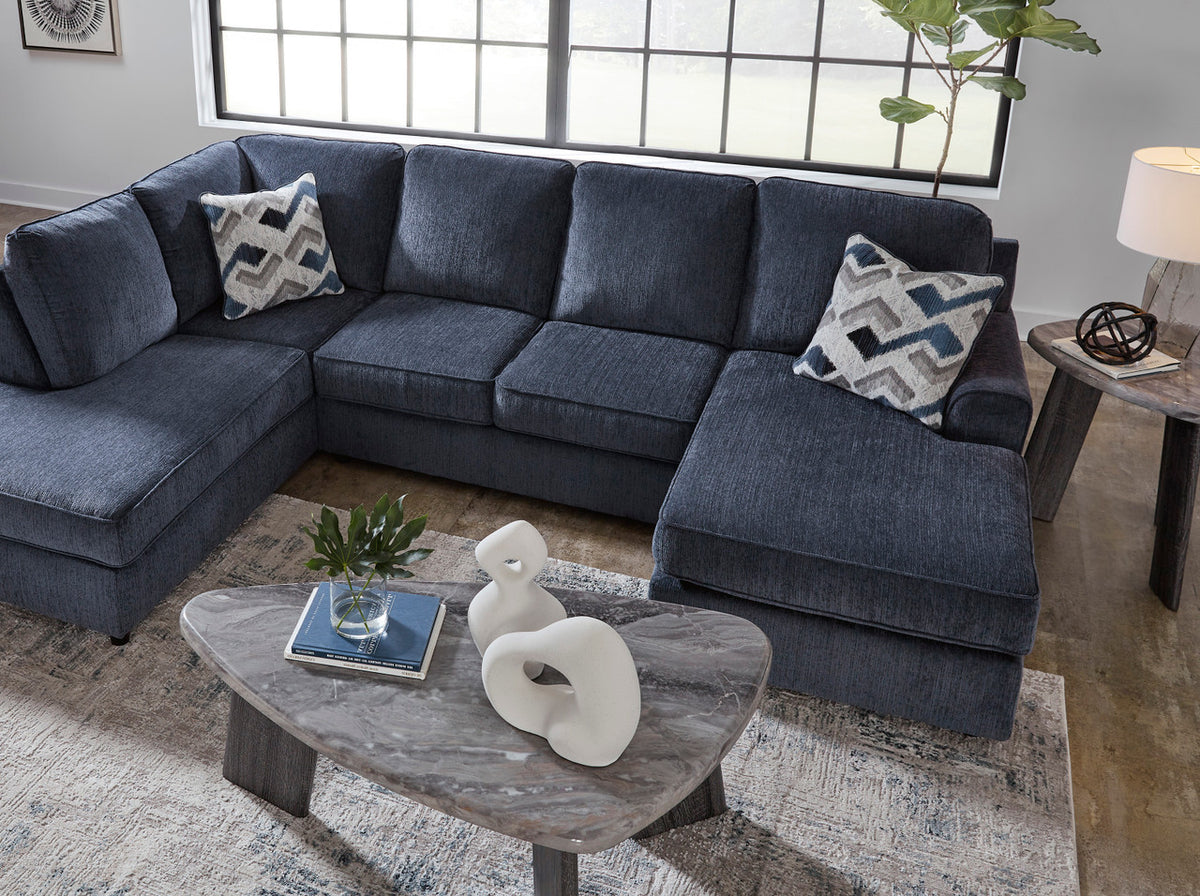 SONDRA Blue 125" Wide Double Chaise Sectional