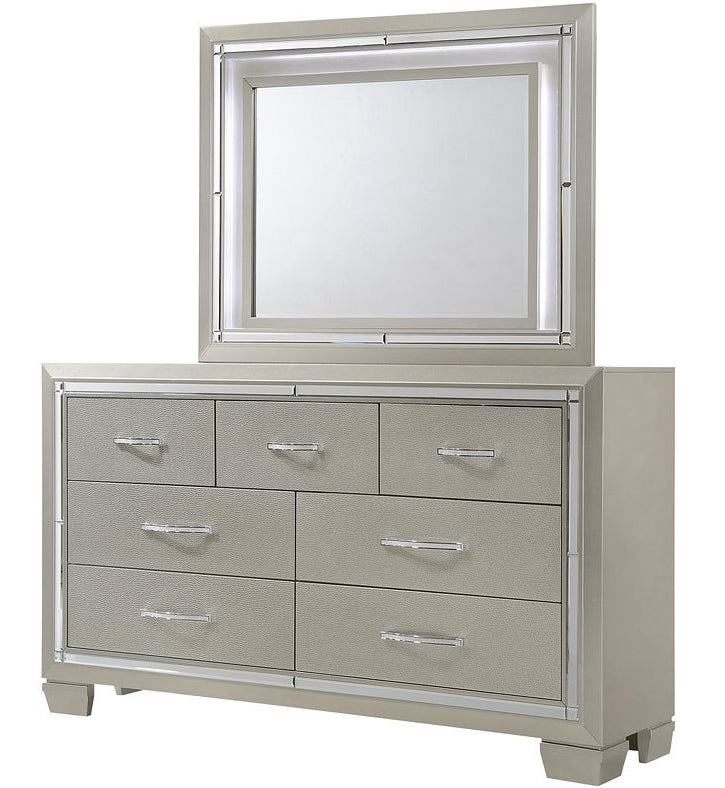 GIORGIA Champagne 63" Wide Dresser & Lighted Mirror