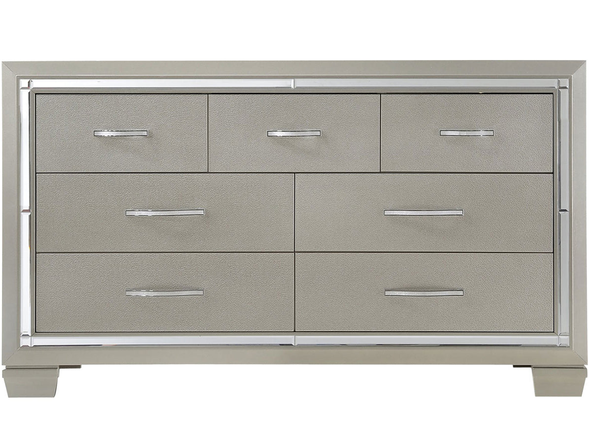 GIORGIA Champagne 63" Wide Dresser & Lighted Mirror