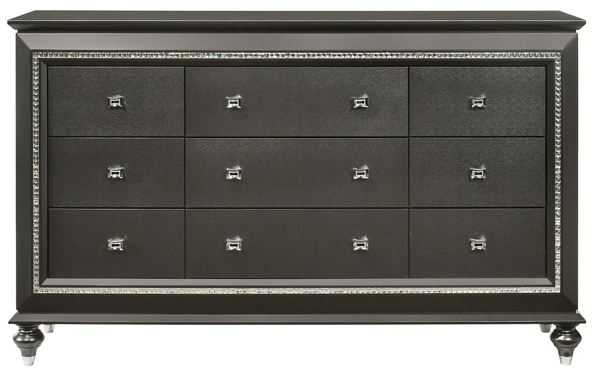 MARVILLA Gray LED 66" Wide Dresser & Mirror