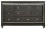MARVILLA Gray LED 66" Wide Dresser & Mirror