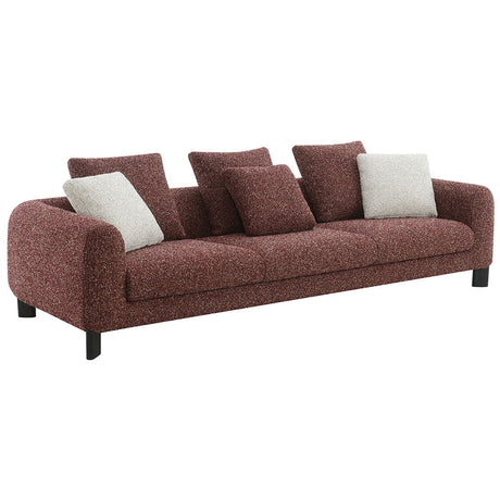 Mardi - Sofa With 6 Pillows - Maroon Tweed
