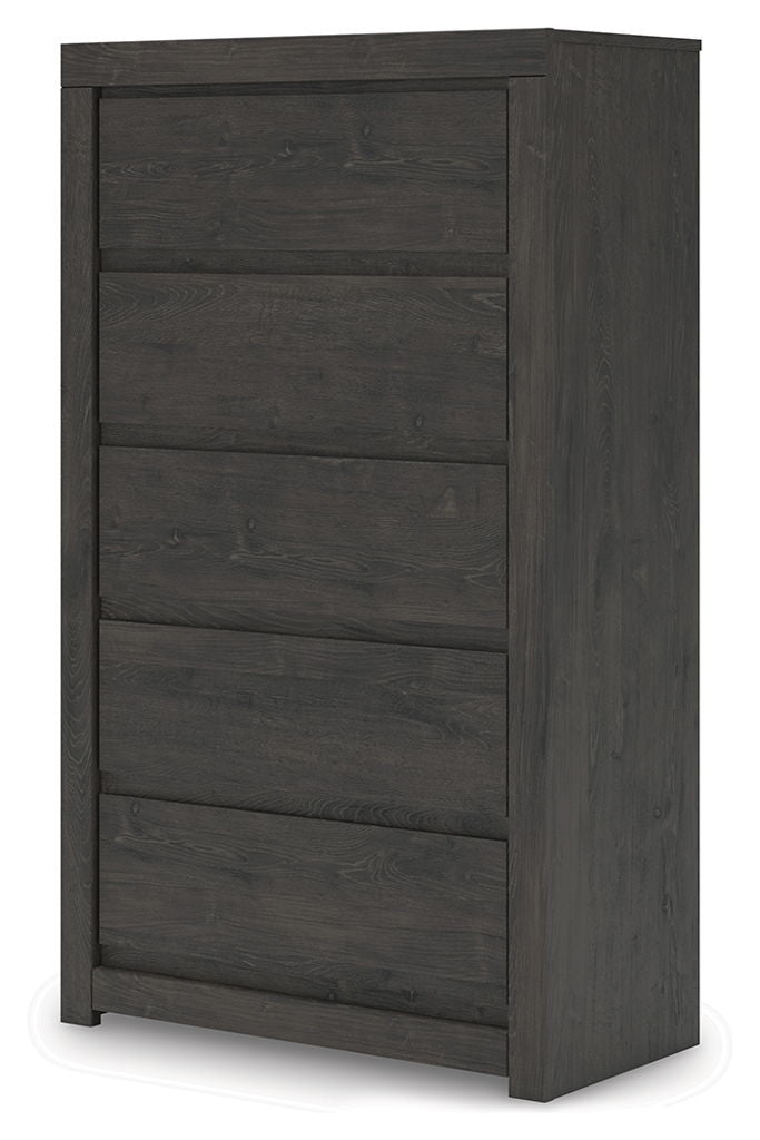 Fraluna - Five Drawer Chest - Charcoal