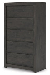Fraluna - Five Drawer Chest - Charcoal