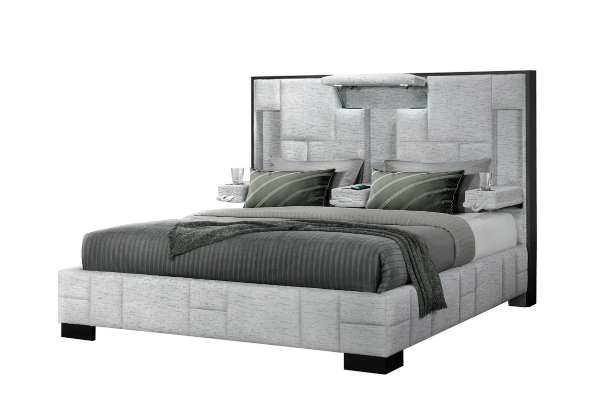 Shiloh Oatmeal Lighted Platform Bed