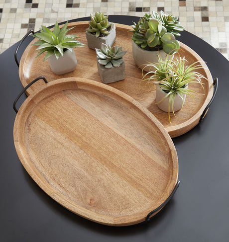Jocelyne - Tray Set (Set of 2) - Brown / Black